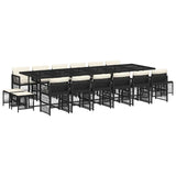 17 Piece Garden Dining Set with Cushions Black Poly Rattan 3211002