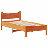 ZNTS Bed Frame Wax Brown 90x190 cm Single Solid Wood Pine 844756