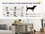 Dog Crate Furniture with Wheels, Double Doors, for Medium Dogs, Grey T3398P349646