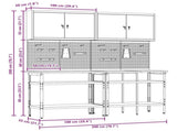 Work Bench Set 8 pcs Black and Grey Powder-Coated Steel 3321500