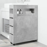 Narrow Bathroom Cabinet with Wheels Concrete Grey Engineered Wood 855271