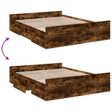 ZNTS Bed Frame with Drawers without Mattress Smoked Oak 150x200 cm King Size 3280290