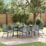 Garden Dining Set with Cushion 7 pcs Grey Poly Rattan 3380887