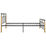 Bed Frame without Mattress Metal and Solid Oak Wood 100x200 cm 324898