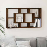 Wall Display Shelf 8 Compartments Smoked Oak 342592