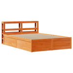 ZNTS Bed Frame with Headboard Wax Brown 160x200 cm Solid Wood Pine 3306338