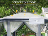 3 x 4m Metal Frame Hexagon Gazebo, with Curtains - Grey T3398P315437