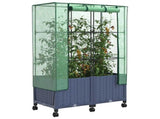 Garden Planter with Greenhouse Cover&Wheels 2 pcs Blue Grey PP 3422981