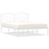 Metal Bed Frame without Mattress with Headboard White 135x190cm 373837