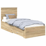 Bed Frame Sonoma Oak and Silver 75 x 190 cm Engineered Wood 3410960