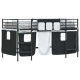 Kids'Loft Bed Frame with Curtains Black 100 x 200 cm 42020792