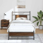 Bed Frame without Mattress Brown Oak 75x190 cm Small Single Engineered Wood 4107006