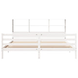 ZNTS Bookcase Bed without Mattress White 200x200 cm Solid Wood Pine 3321908