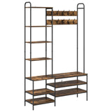 Coat Stand with Shoes Bench Smoked Oak 120.5 x 34 x 190 cm 8012040