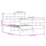Metal Bed Frame without Mattress Smoked Oak 120x190 cm Small Double 4017068
