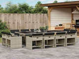 13 Piece Garden Dining Set with Cushions Light Grey Poly Rattan 3211223