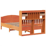 ZNTS Bookcase Bed without Mattress Wax Brown 120x190 cm Small Double Solid Wood Pine 3323157