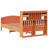 ZNTS Bookcase Bed without Mattress Wax Brown 120x190 cm Small Double Solid Wood Pine 3323157