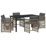 Garden Dining Set 5 pcs Grey Poly Rattan 3380778