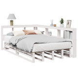 ZNTS Bookcase Bed without Mattress White 120x190cm Solid Wood Pine 3324518