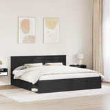 Bed Frame with Headboard Black 200 x 200 cm Solid Pine Wood 3410556