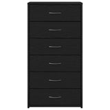 Sideboard with 6 Drawers Black Oak 50x34x96 cm Engineered Wood 862442