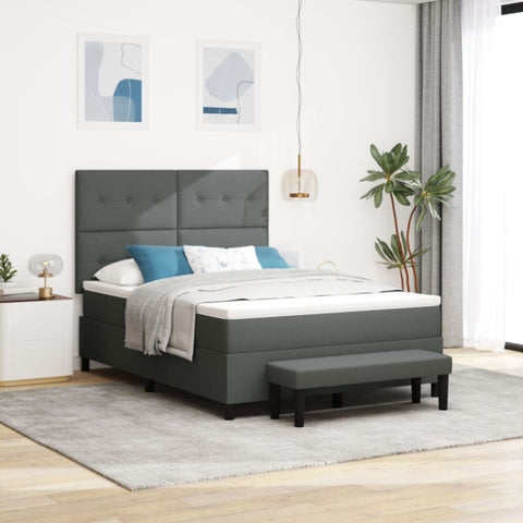 ZNTS Bed Frame with Mattress Set of 2 Grey Fabric 140 x 190 cm 3344066
