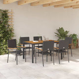 Garden Dining Set 7 pcs Black and Wood Poly Rattan 3365408