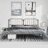 Metal Bed Frame without Mattress with Headboard Black 193x203cm 373893