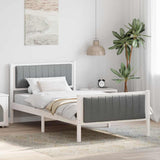 Bed frame White and light grey 100 x 200 cm Solid pine wood 878493