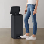 ZNTS Dustbin with Pedal Anti-fingerprint 30L Black Stainless Steel 149573