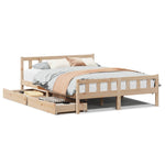 ZNTS Bed Frame without Mattress 135x190 cm Double Solid Wood Pine 3301569