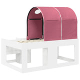 Bed with Tunnel with Shelf 3 pcs White and Pink Engineered Wood 3423500