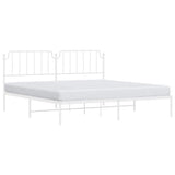 Metal Bed Frame without Mattress with Headboard White 193x203cm 373942