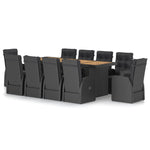 ZNTS 11 Piece Garden Dining Set with Cushions Black Poly Rattan 3095273