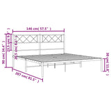 Metal Bed Frame without Mattress with Headboard Black 140x200cm 372278