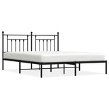 Metal Bed Frame without Mattress with Headboard Black 160x200cm 353540