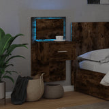 ZNTS Wall-mounted Bedside Cabinet with LED Lights Smoked Oak 848165