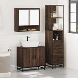 ZNTS 3 Piece Bathroom Furniture Set Brown Oak Engineered Wood 3301159