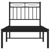 Metal Bed Frame without Mattress with Headboard Black 80x200cm 373682