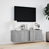 TV Wall Cabinet with LED Lights Grey Sonoma 100x31x35 cm 852269