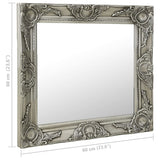 ZNTS Wall Mirror Baroque Style 60x60 cm Silver 320334