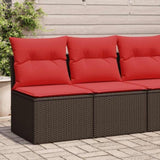 2 Piece Garden Sofa Set with Cushions Brown Poly Rattan Acacia 3325240