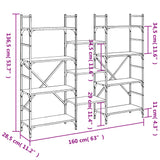 Bookshelf Smoked Oak 160x28.5x136.5 cm Engineered Wood 838875