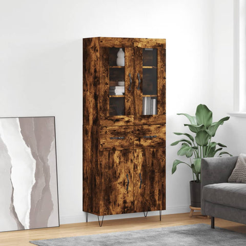 Highboard Smoked Oak 69.5x34x180 cm Engineered Wood 3198566