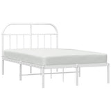 Bed Frame White Powder-Coated Steel Small Double Bed Frame 353681
