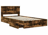Bed Frame with Drawer Smoked Oak 100 x 200 cm Engineer Wood 3411149