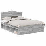 Bed Frame Grey Sonoma 140 x 190 cm Solid Pine Wood 3413313