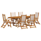 7 Piece Garden Dining Set Solid Wood Acacia and Textilene 3279276