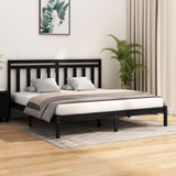 Bed Frame without Mattress Black 200x200 cm Solid Wood 3105274